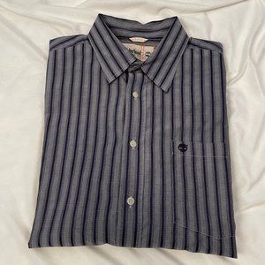 Men's Timberland Long Sleeve Button Down Shirt Size Large Blue Stripes